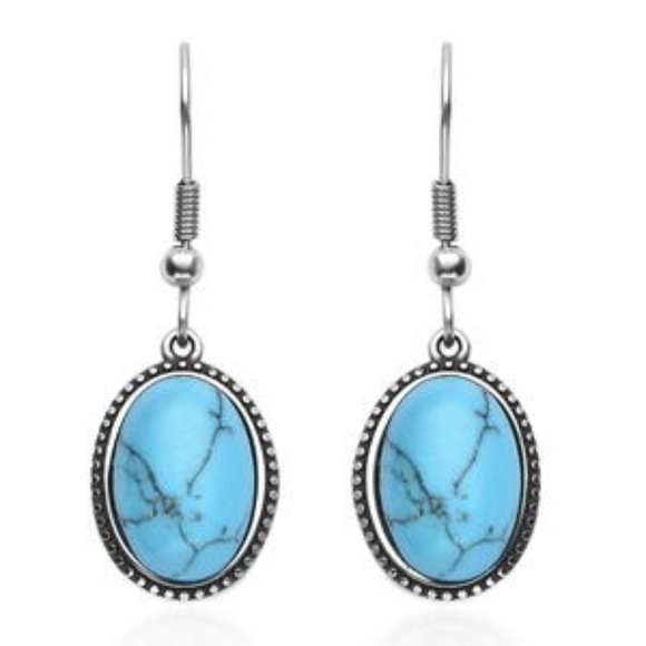 Blue Howlite Beaded Stretch Bracelet and perfectly matching Howlite Earrings NWT - Picture 9 of 11